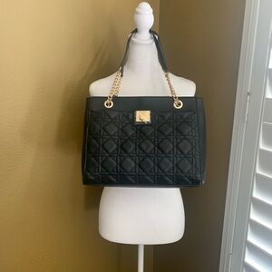 Black Quilted Nine West Shoulder Bag with Gold Hardware